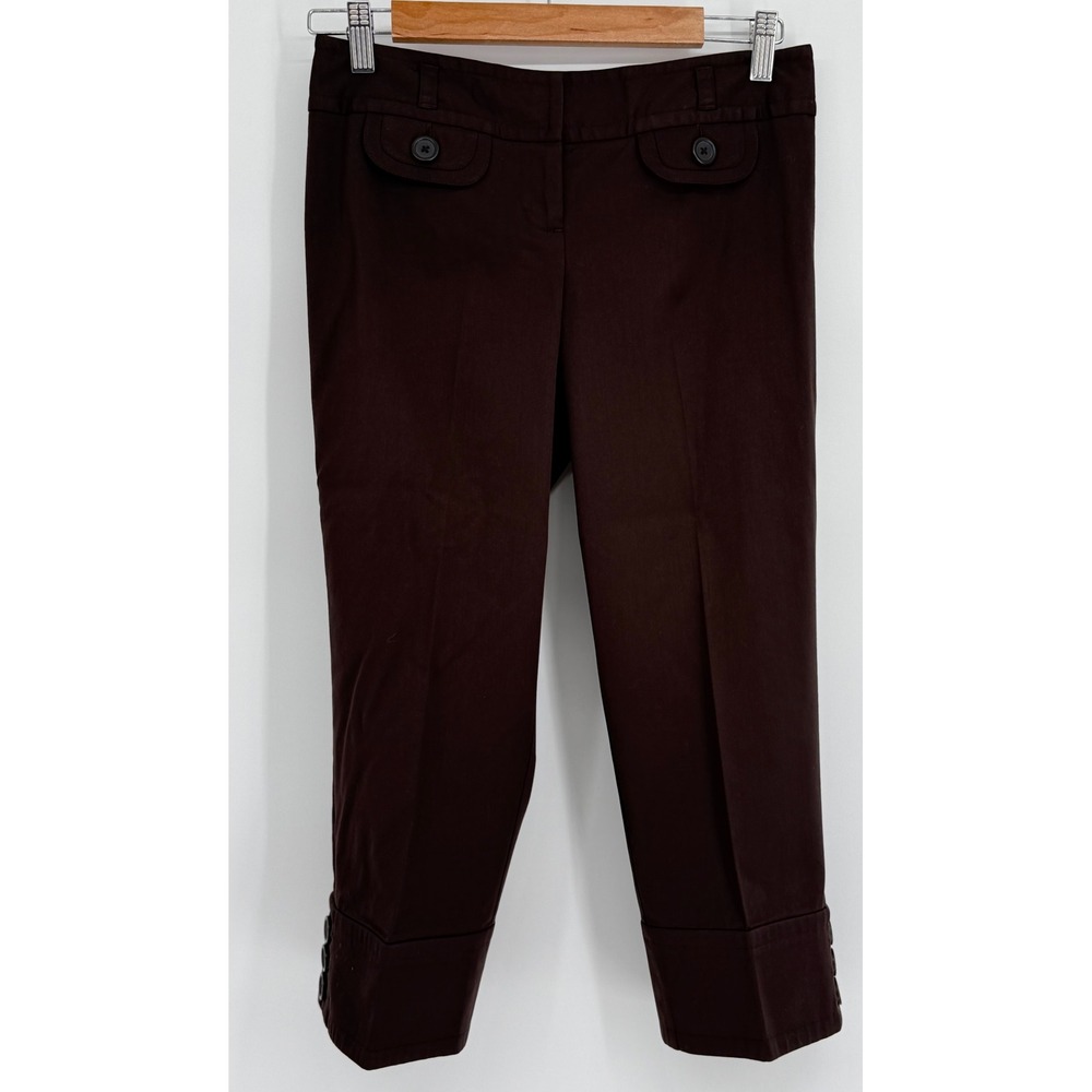Ann Taylor Loft Petites Marisa Brown‎ Crop Pants Button Cuff Trousers Sz 2P